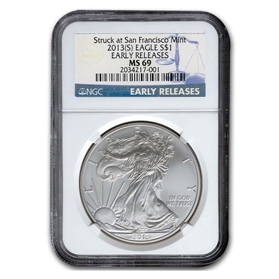 2013s 1oz USA Silver Eagle MS-69 NGC - Early Release
